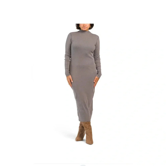 Zara Ribbed Maxi Dress Grey Medium M New with Tags - Picture 1 of 3
